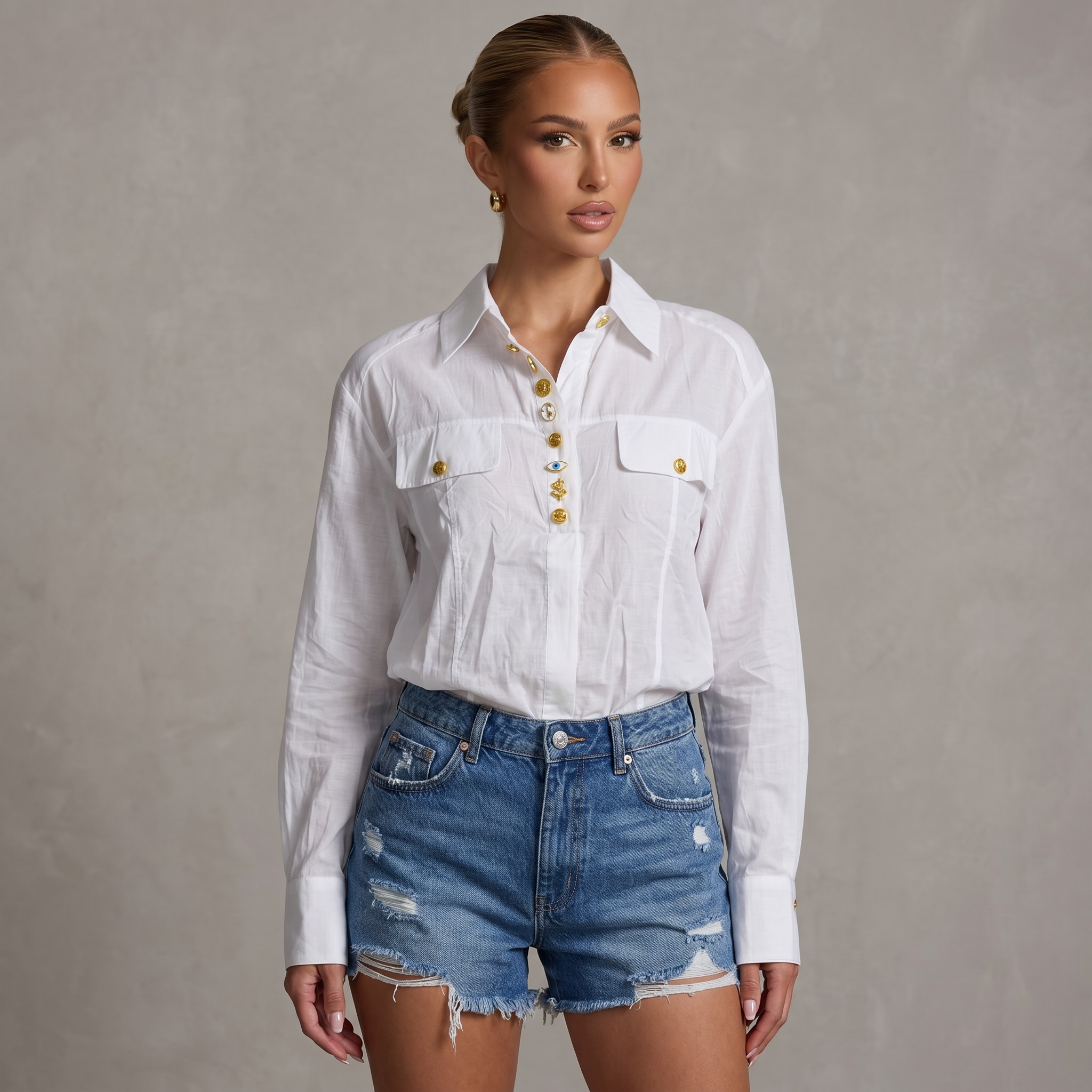 Schiaparelli Embellished Linen Shirt 🤍✨🌊