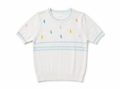 🤍 Polo Ralph Lauren Multicolor Pony Knit Top | One Size