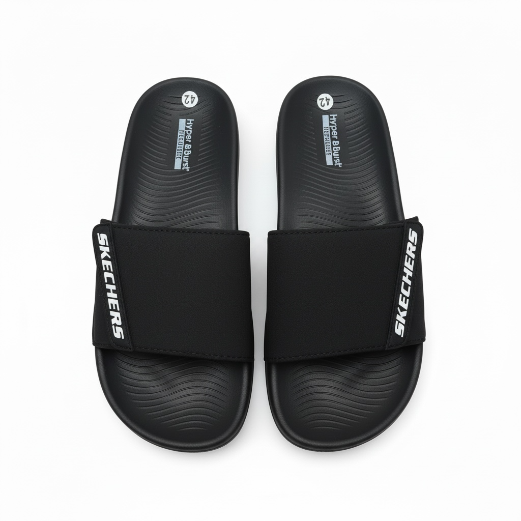 Skechers Hyper Burst Recovery Slides – Black Edition 🖤🔥