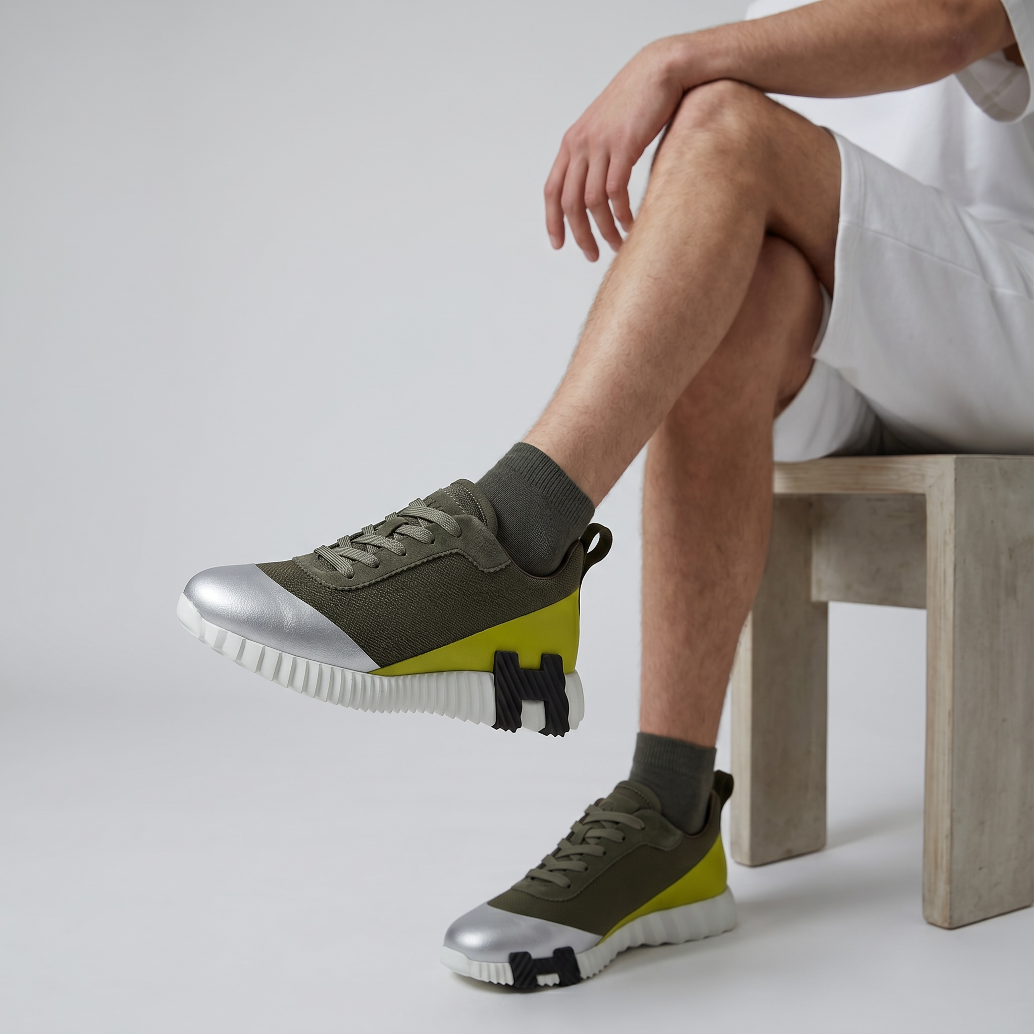 💚🩶 Hermès Futuristic Colorblock Sneakers 👟⚡