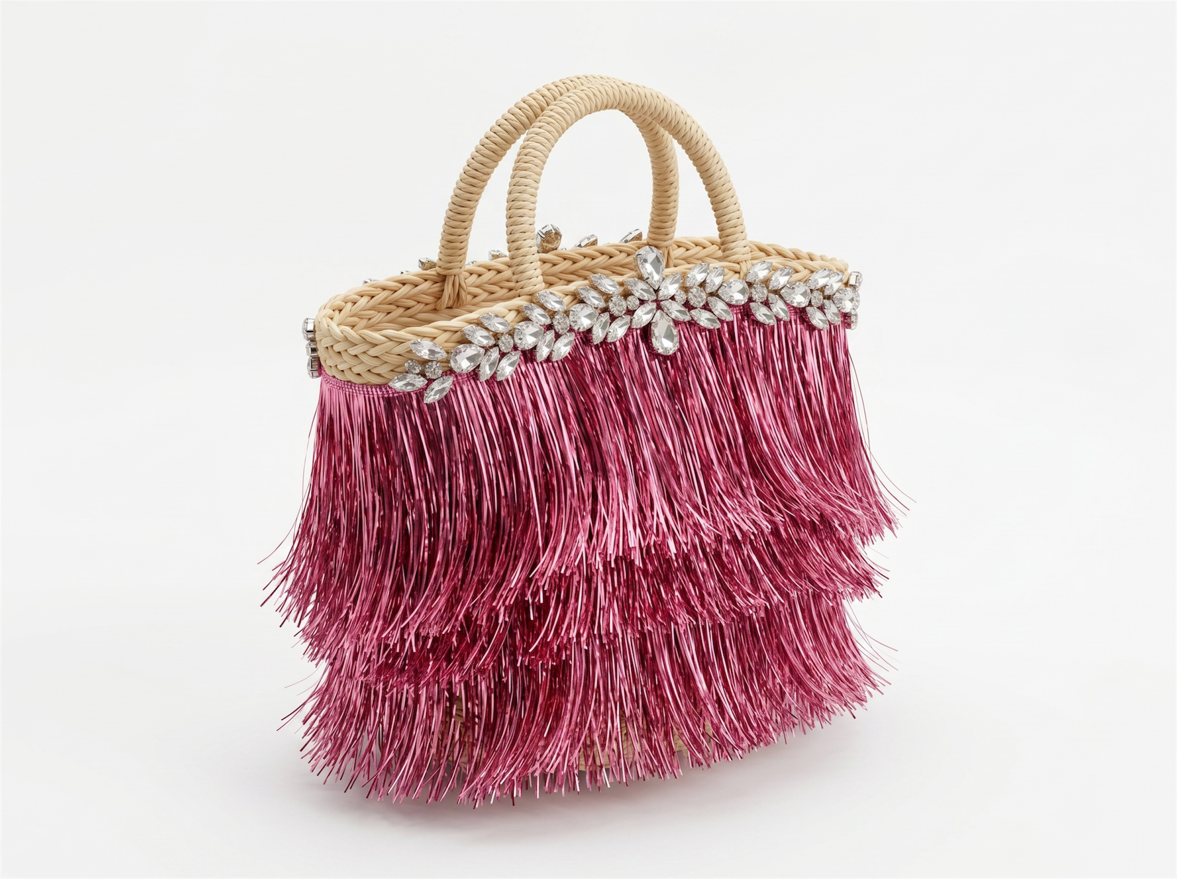 Crystal Fringe Beach Tote Bag ✨🩷🏖️