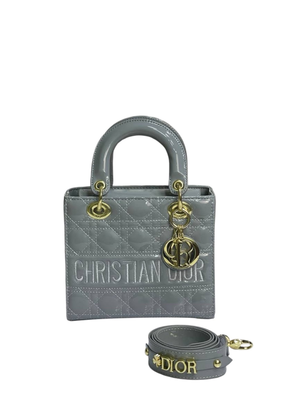 Christian Dior Patent Leather Lady Dior Bag with Gold Hardware