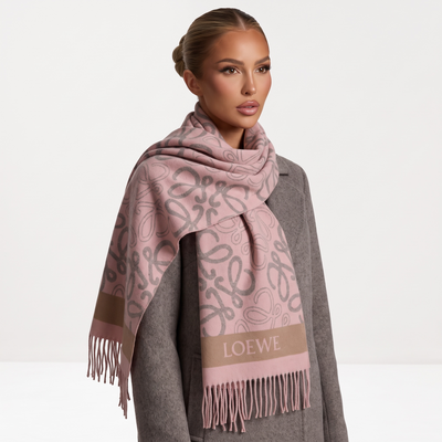 👜 LOEWE Luxury Monogram Scarf – Soft Pink Elegance 💕✨
