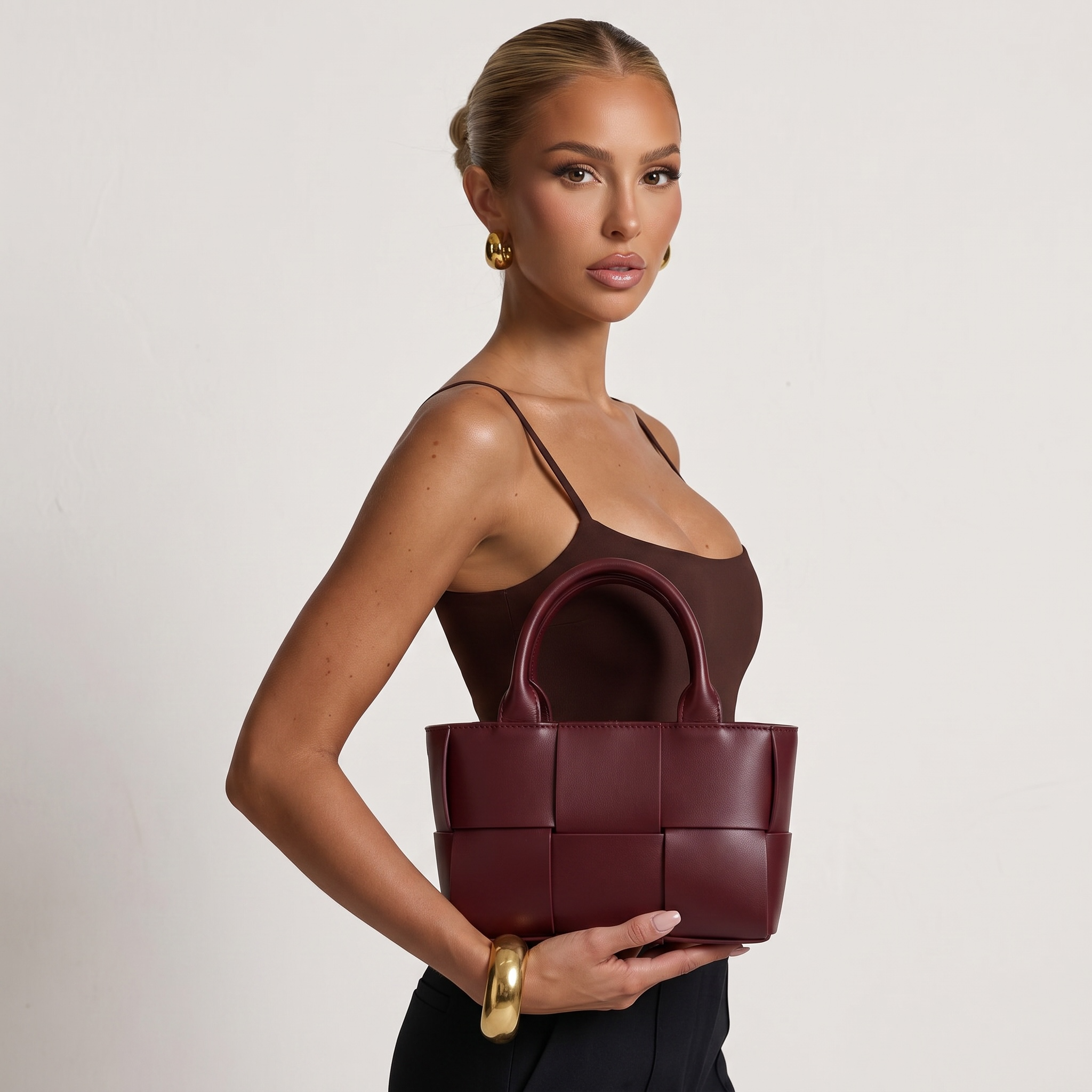 🤎 Burgundy Bottega Veneta Mini Intrecciato Tote & Card Holder