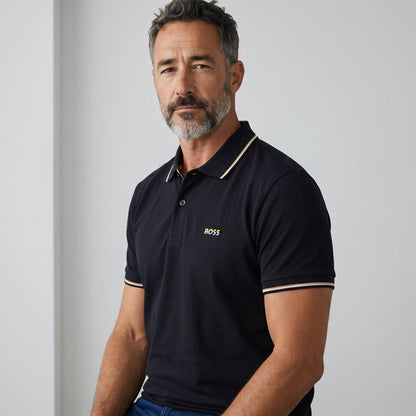 ✨ Hugo Boss navy Textured Polo Shirt – Luxury Smart Casual Collection 👔🔥