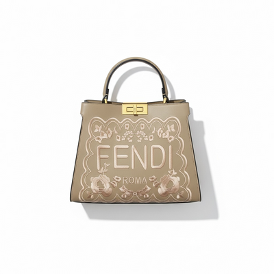 Fendi Roma Beige Embossed Handbag 🤎✨ | Elegant Designer Bag