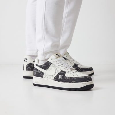 Louis Vuitton x Nike Air Force 1 black and white monogram sneakers