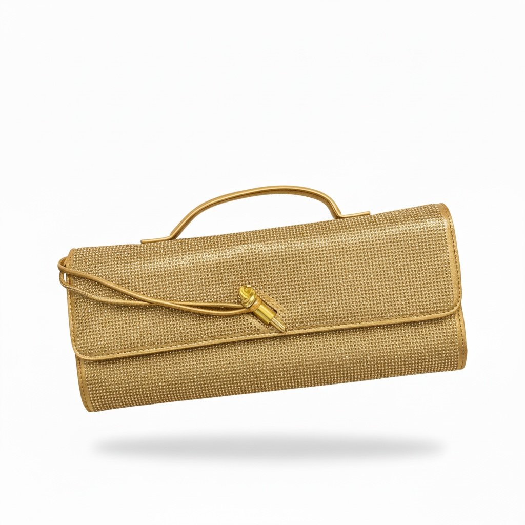 ✨ Bottega Veneta Gold Crystal Knot Clutch – Luxury Evening Handbag ✨