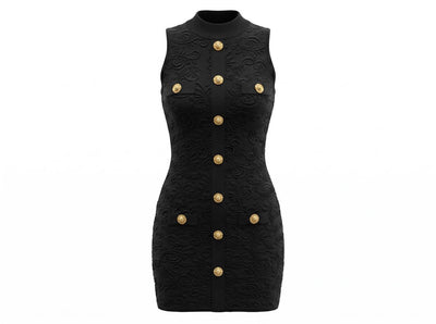 🖤 Balmain Gold Button Knit Mini Dress