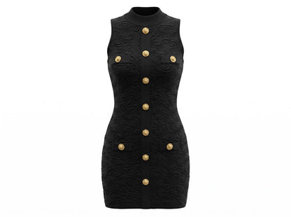 🖤 Balmain Gold Button Knit Mini Dress