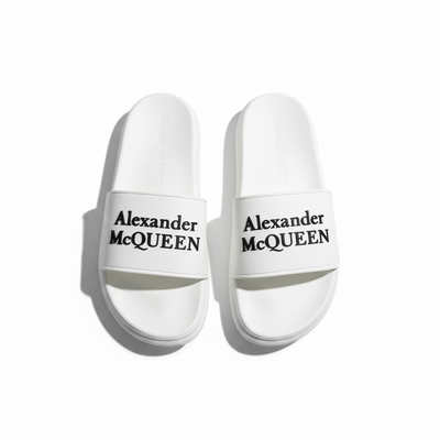 Alexander McQueen White Logo Slides 🤍✨ | Clean Luxury Summer Essential 👑🔥