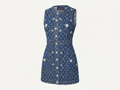 Louis Vuitton Monogram Denim Sleeveless Mini Dress 💙✨