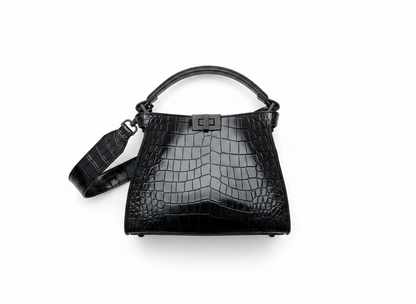 Fendi-Inspired Croc Luxe Top Handle Bag 🖤✨
