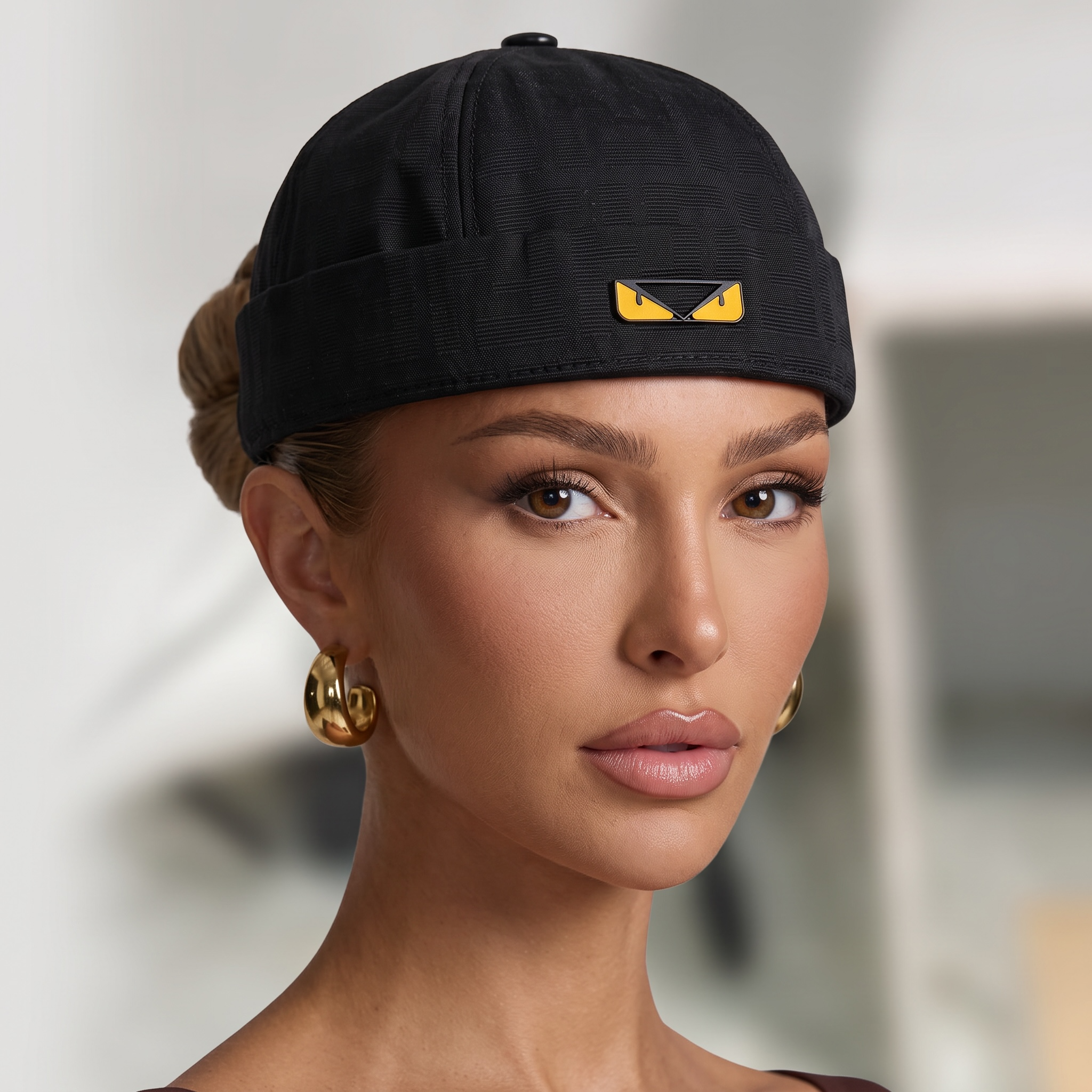 🧢🖤 Fendi FF Monster Black Docker Cap