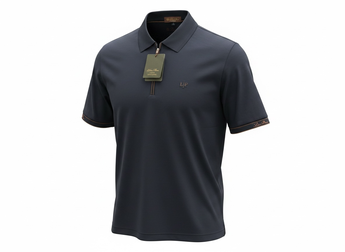 Loro Piana Navy Zip Polo Shirt 🔵✨ Luxury Half-Zip Signature Fit