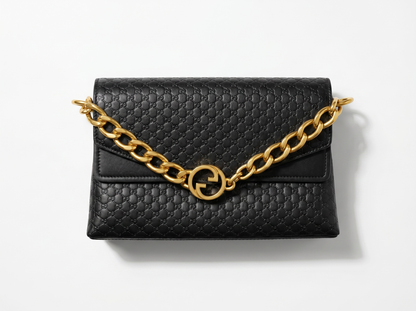 Gucci Black GG Emblem Chain Shoulder Bag 🖤✨