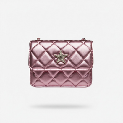 Chanel Quilted Metallic Pink Mini Flap Set – Star Detail & Matching Pouch 💗✨