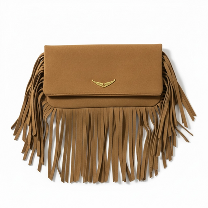 Zadig & Voltaire Fringe Clutch – Suede Brown 🤎✨ | Boho Luxe Statement