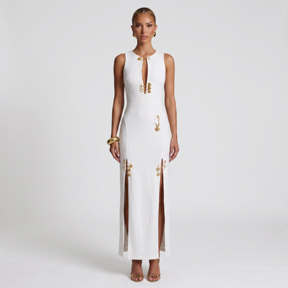 Versace White Safety Pin Maxi Dress 🤍✨