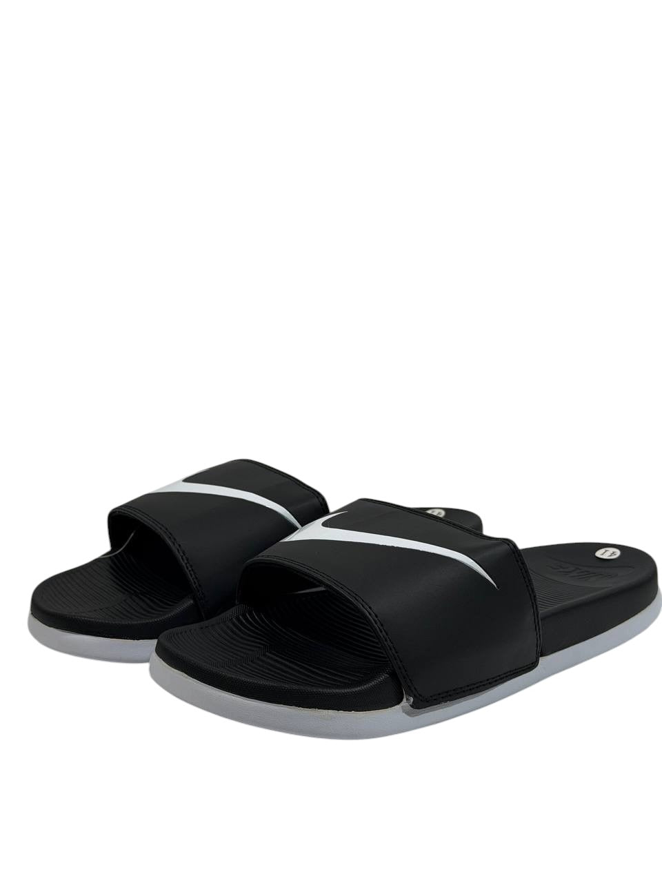 NIKE Slides – Black & White Swoosh Edition 🖤🤍
