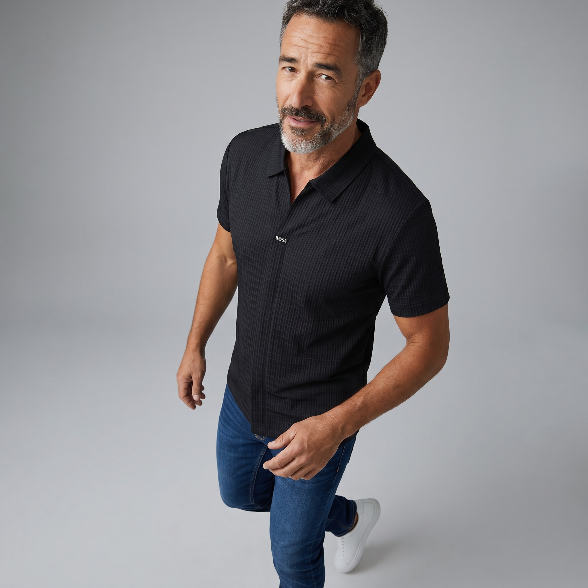 🖤✨ Hugo Boss Black Textured Polo Shirt – Luxury Smart Casual Collection 👔🔥