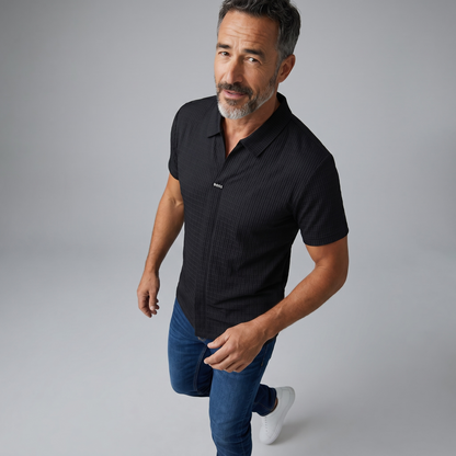 🖤✨ Hugo Boss Black Textured Polo Shirt – Luxury Smart Casual Collection 👔🔥