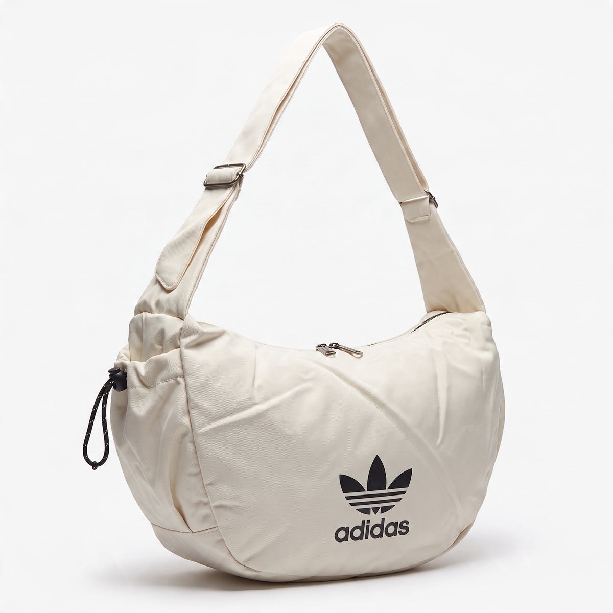 Cream adidas Trefoil shoulder bag with zipper and adjustable strap