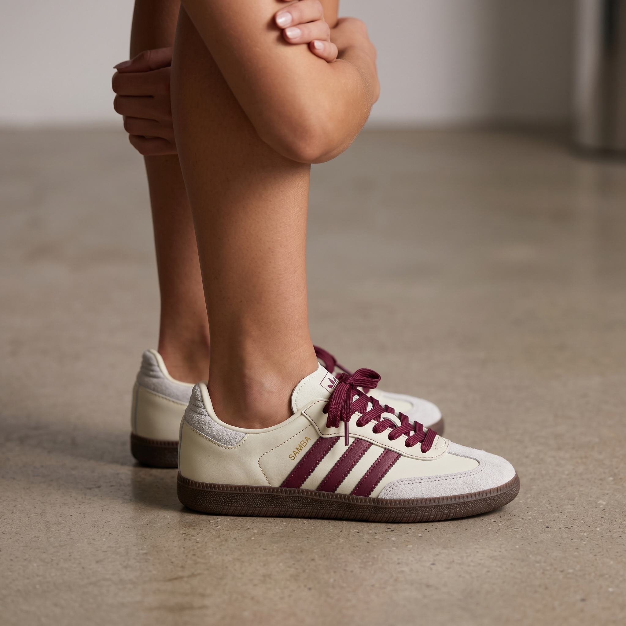 Adidas Samba Cream & Burgundy 👟🤍🍷
