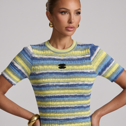 💙 Chanel Coastal Stripe Knit Top