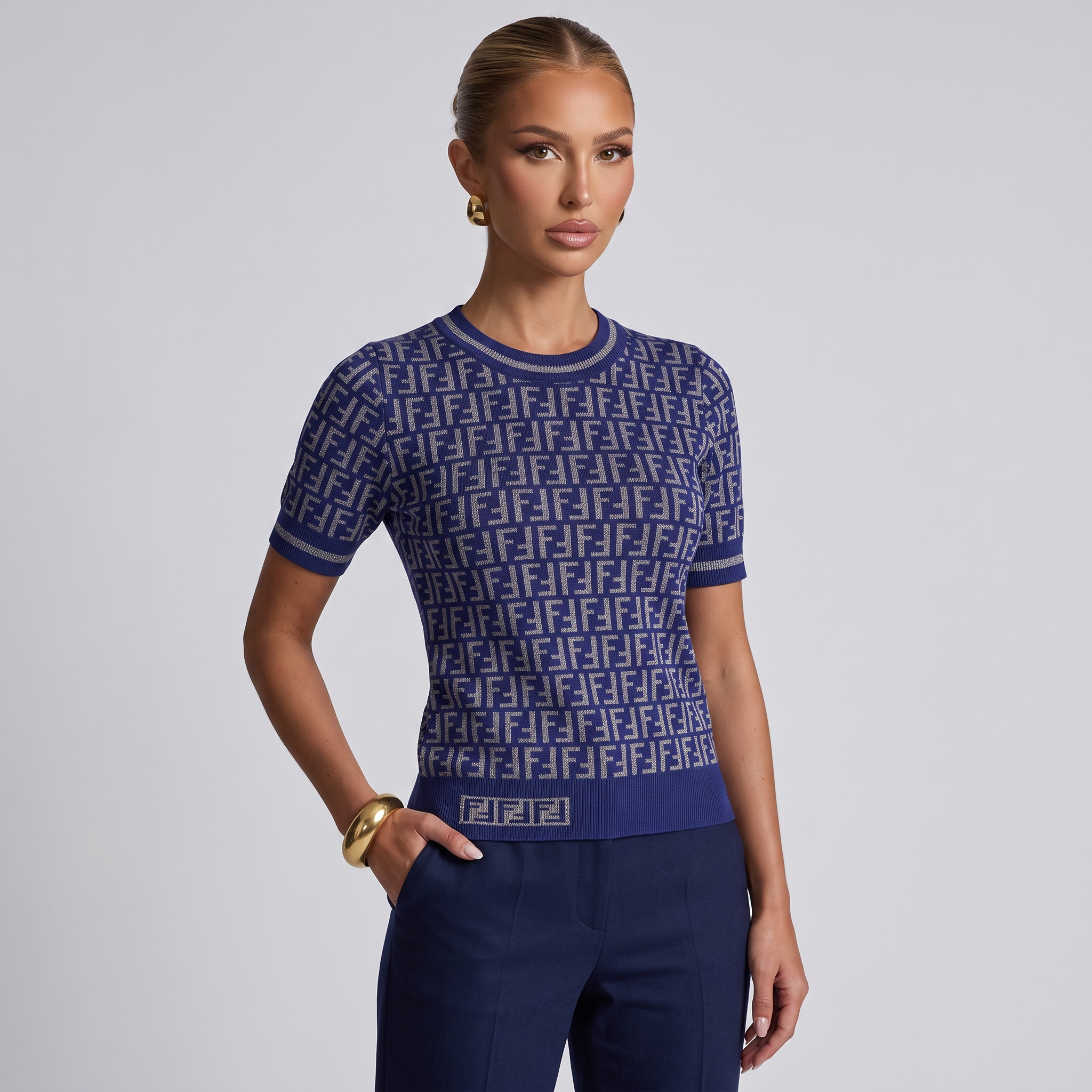 💙 Fendi FF Monogram Knit Top | One Size
