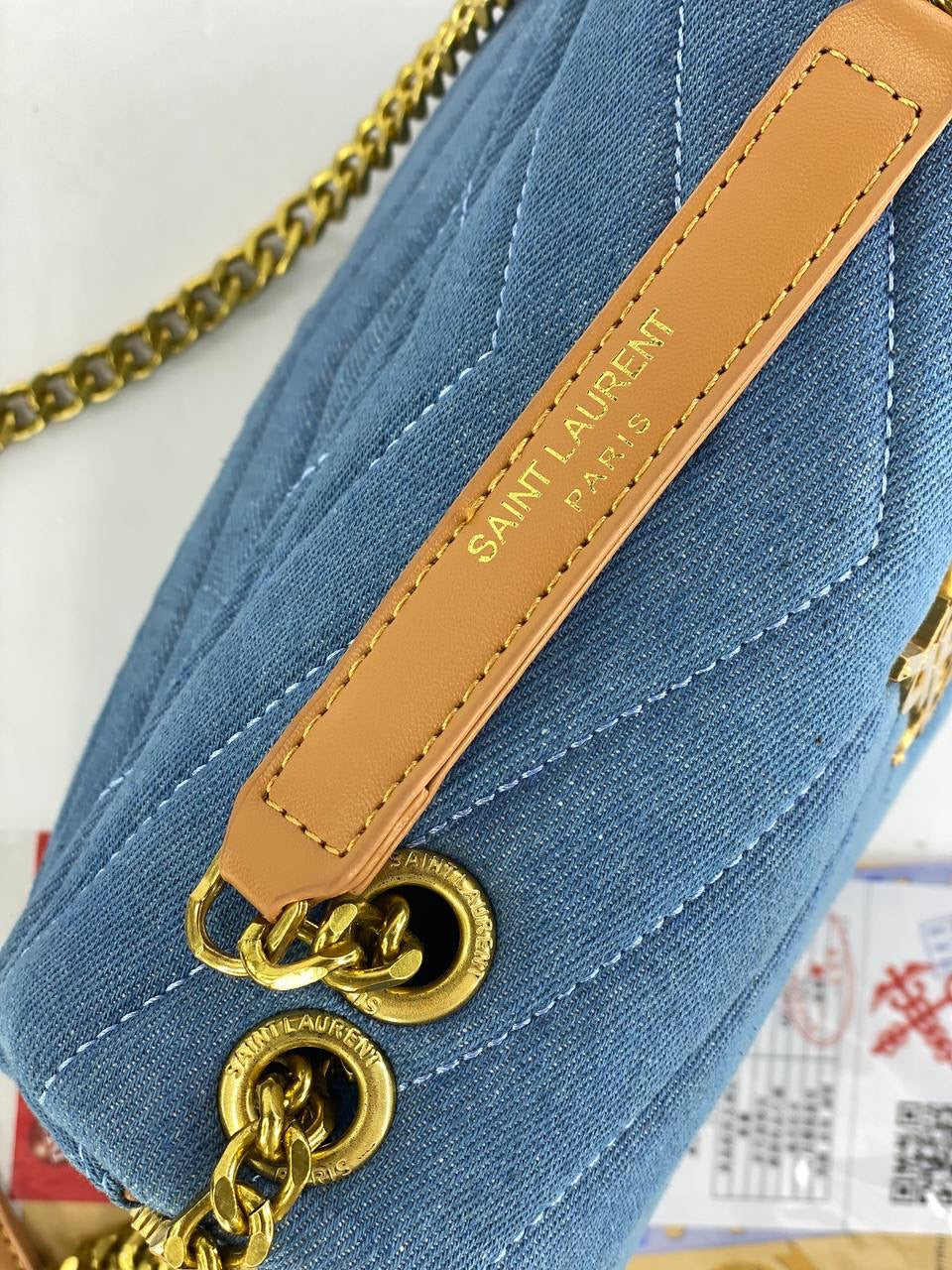 Saint Laurent LouLou Mini Bag in Blue Canvas