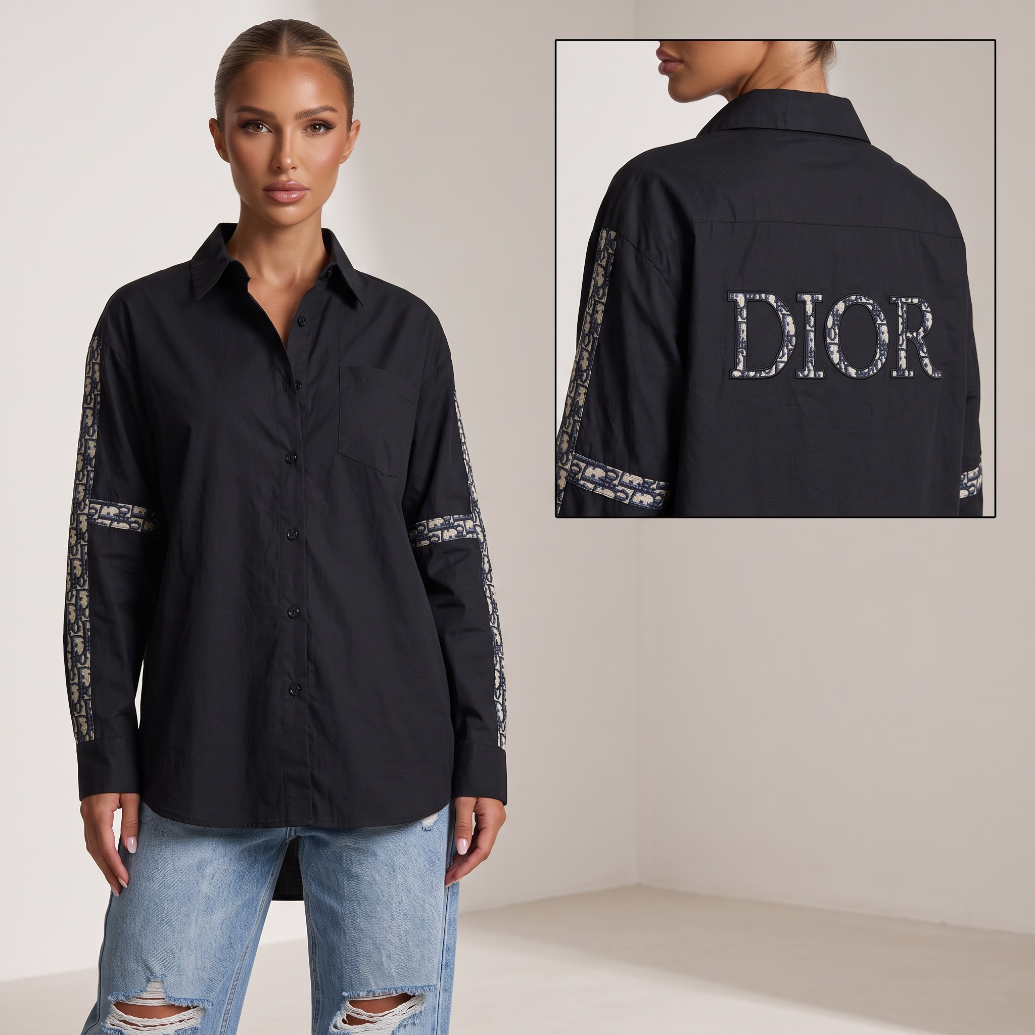 Dior Oblique Logo Oversized Shirt one size