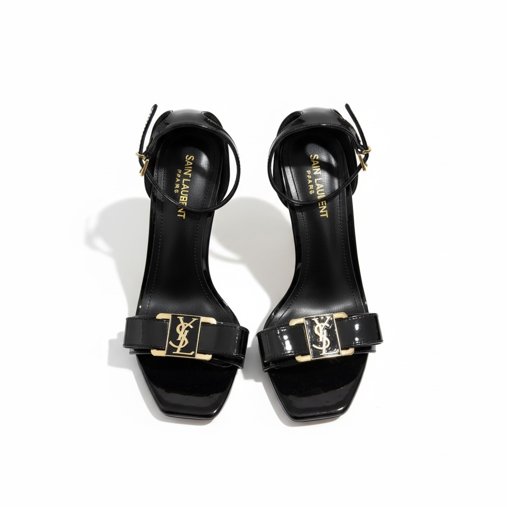 Saint Laurent Opyum Patent Leather Heels with Gold YSL Heel 🖤✨