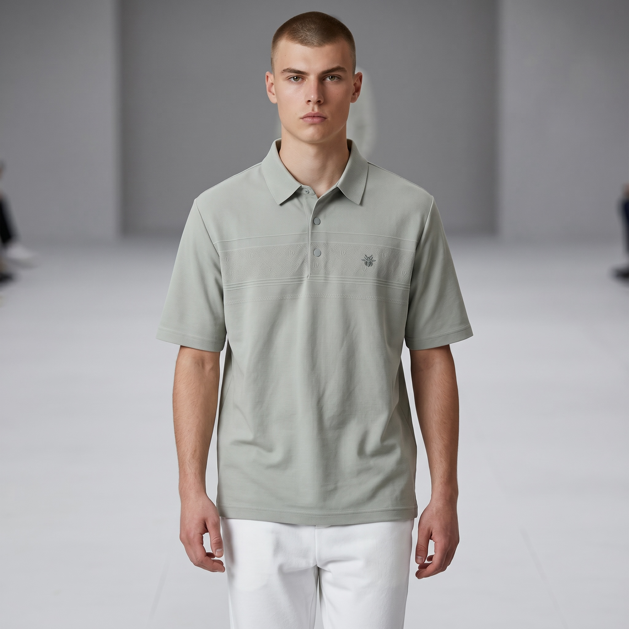 🤍🌿 Dior-Inspired Sage Green Luxury Polo Shirt – Elegant Smart Casual Essential 👔✨