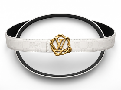 Louis Vuitton White Monogram Belt – Gold LV Buckle ✨ |