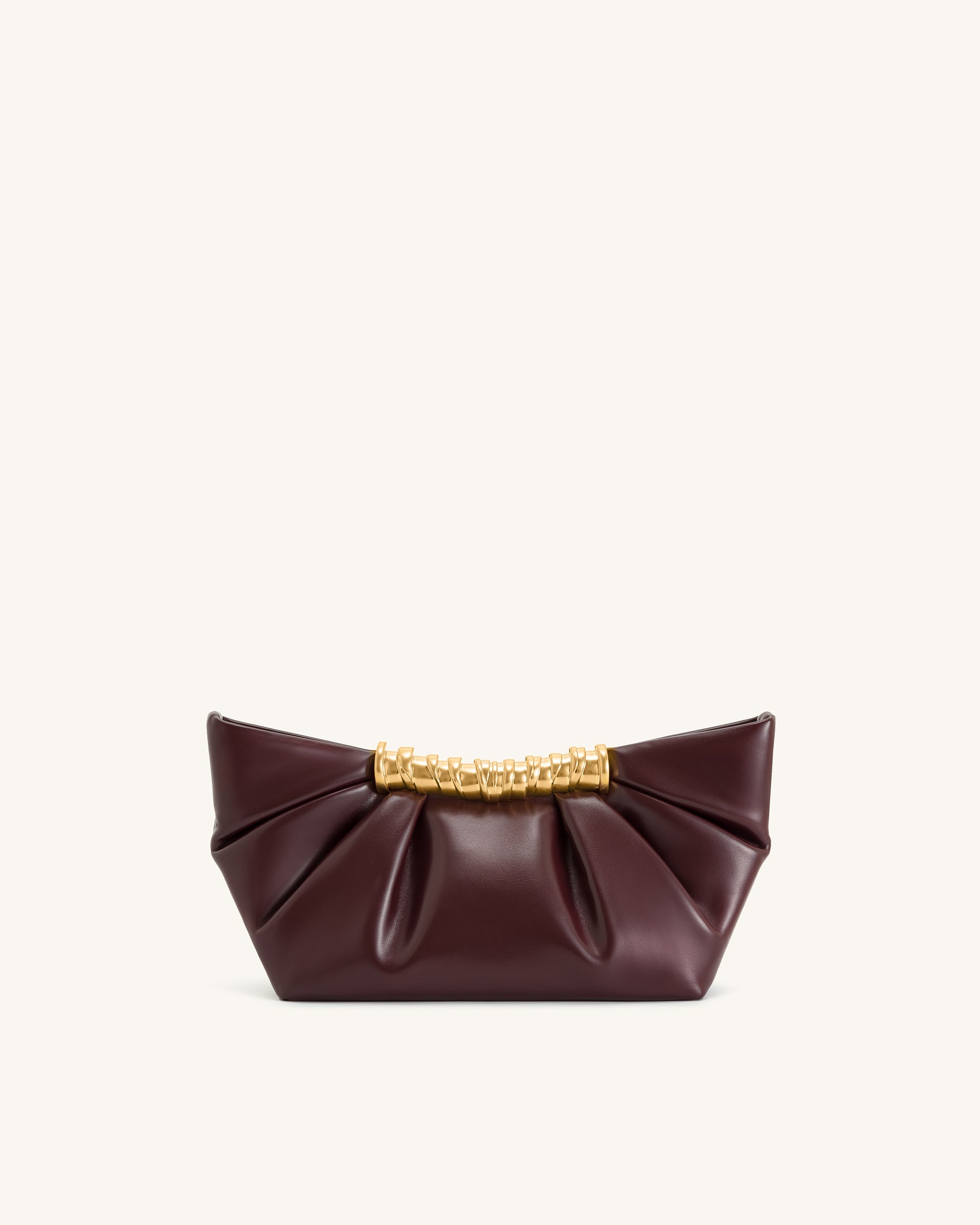 JW PEI Ruched Clutch Bag – Burgundy Wine 🍷✨ | Elegant Statement Piece