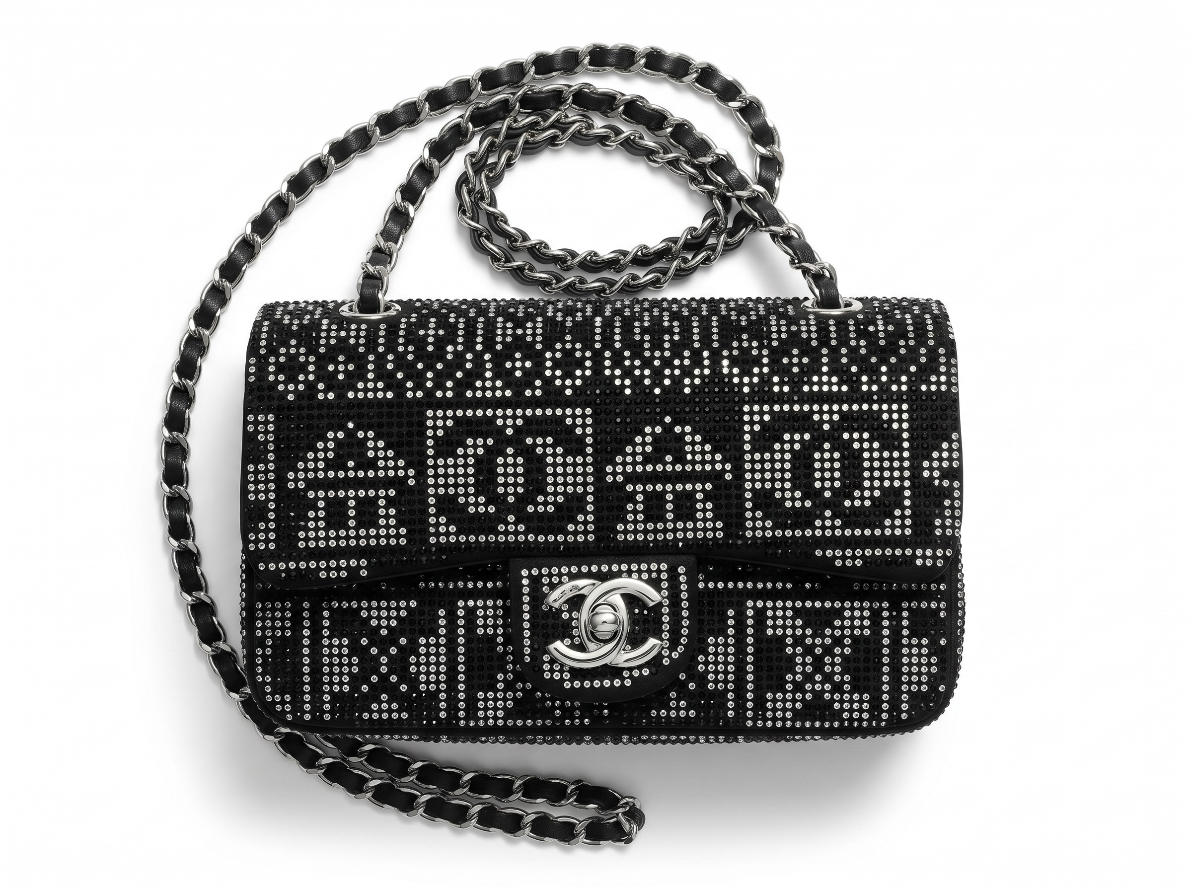 ✨ Chanel Crystal Monogram Flap Bag – Black Sparkle Edition ✨