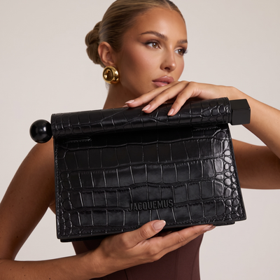 🖤 Jacquemus Croc-Embossed Leather Clutch