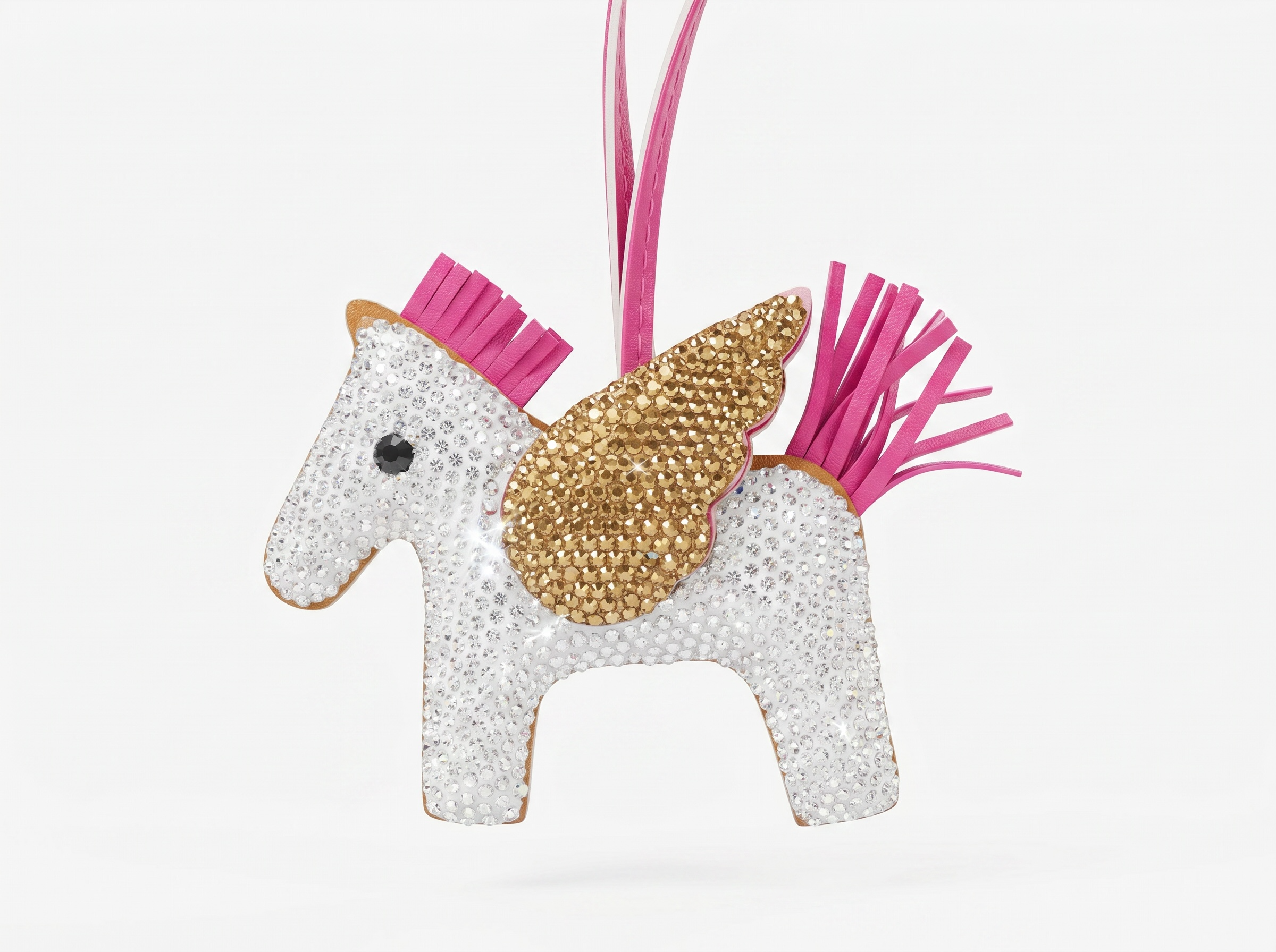 🦄 HERMÈS Rodeo Pegasus Crystal Charm – Rose Gold Wing Edition ✨💗