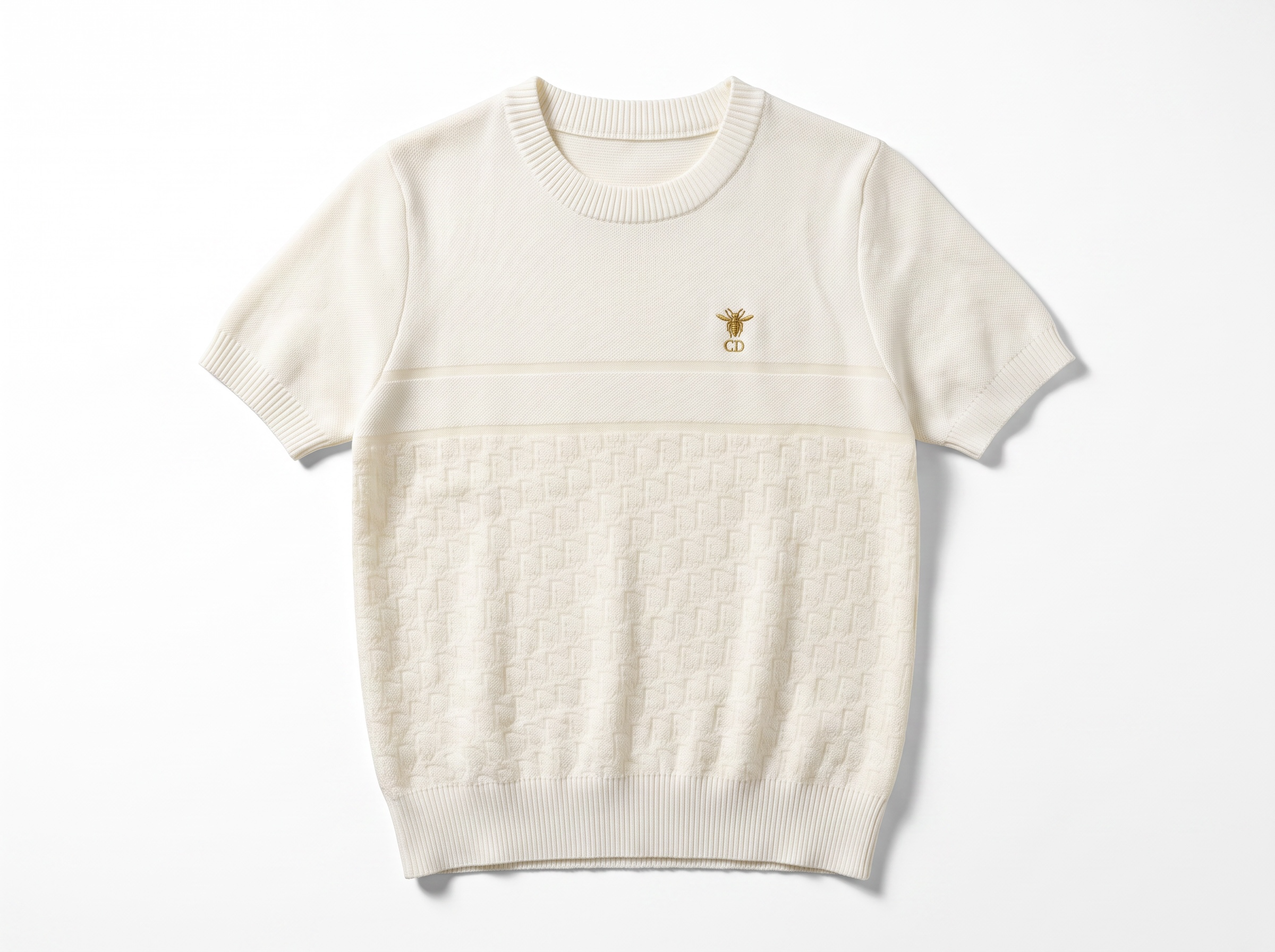 🤍 Dior CD Knit Short Sleeve Sweater – Ivory (one size)