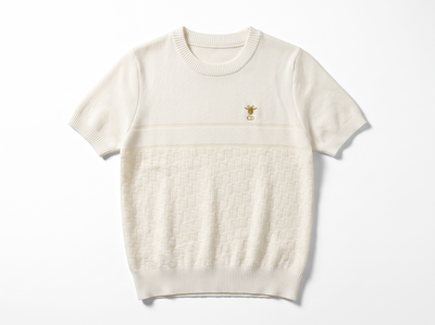 🤍 Dior CD Knit Short Sleeve Sweater – Ivory (one size)