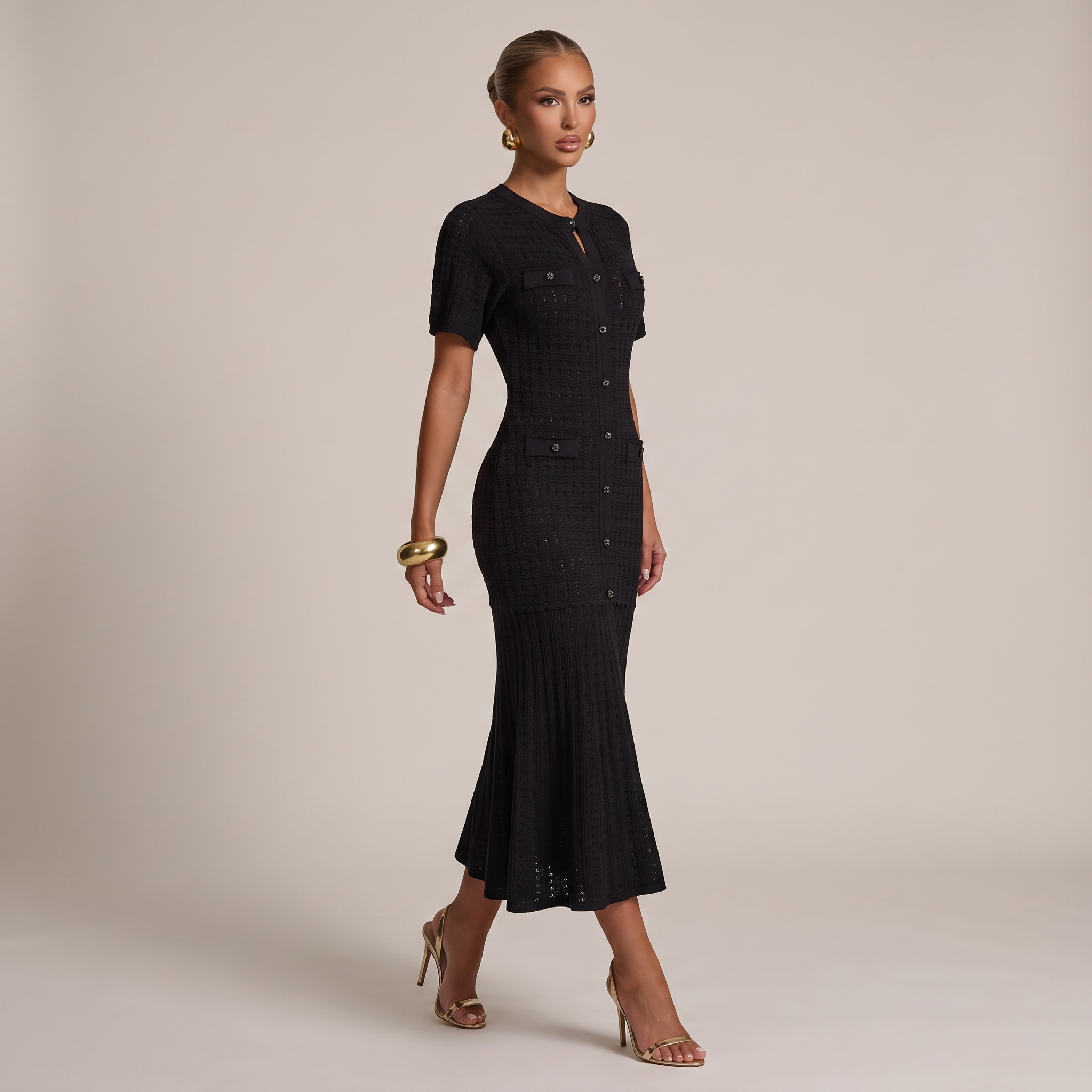 🖤 Sandro Textured Knit Maxi Dress