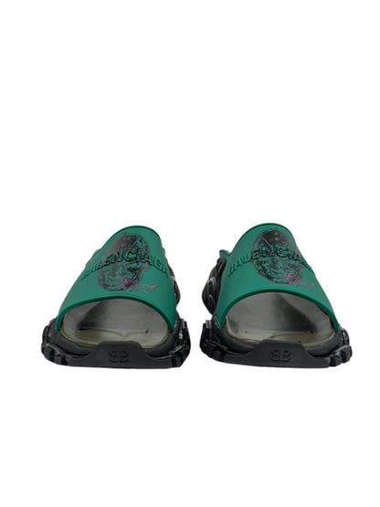 Balenciaga Graphic Slide Sandals – Green & Black Edition 💚🔥