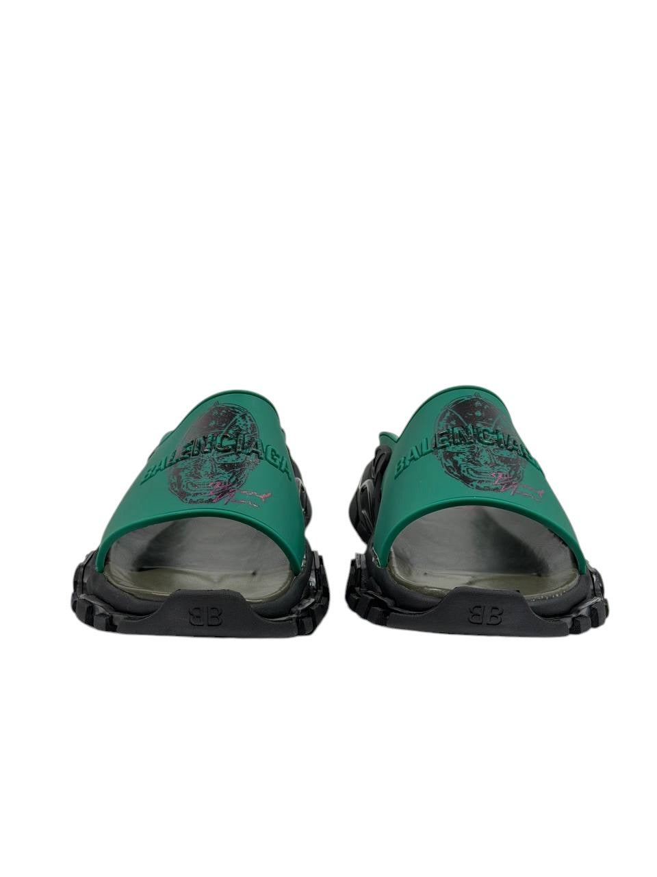 Balenciaga Graphic Slide Sandals – Green & Black Edition 💚🔥