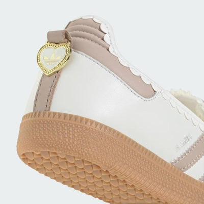 adidas Samba Mary Jane white pink with gum sole and heart charm