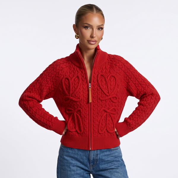 Loewe Zip Cable Cardigan – Red ❤️