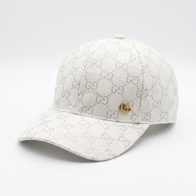 Off-white Gucci baseball cap with GG monogram and small gold double-G logo