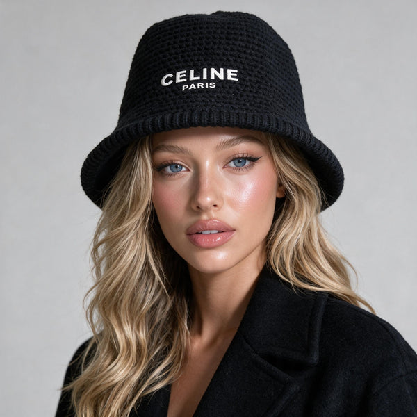 Celine Bucket Hat – Black Crochet