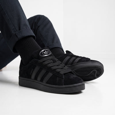 Adidas Campus black suede low-top sneakers with tonal three stripes