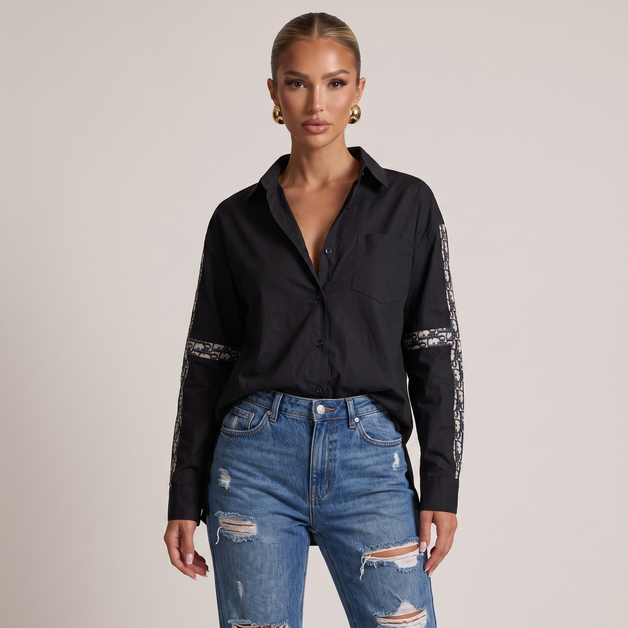 Dior Oblique Logo Oversized Shirt one size